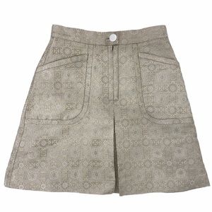 Vintage CHLOE Gold and Silver Jacquard Silk Blend Mod Mini Skirt NWT
